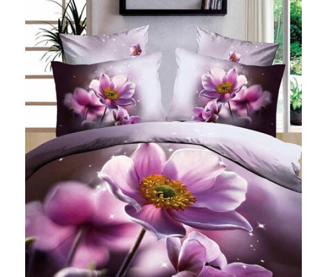 Lenjerie de pat digital print 3d (purple flower)